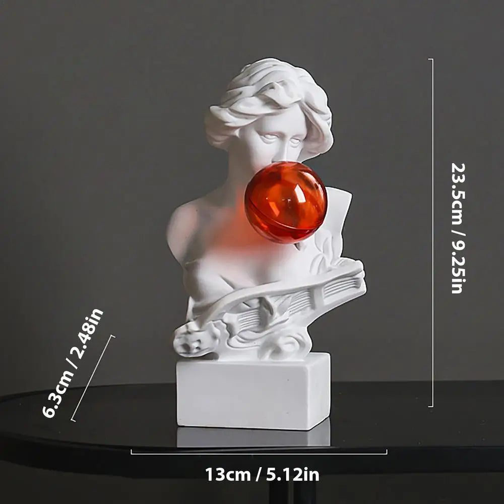 Unique Resin David Statue Creative Bubble Blowing David Sculpture Resin Gypsum Figurine Home Bookshelf Desktop Art Decoration