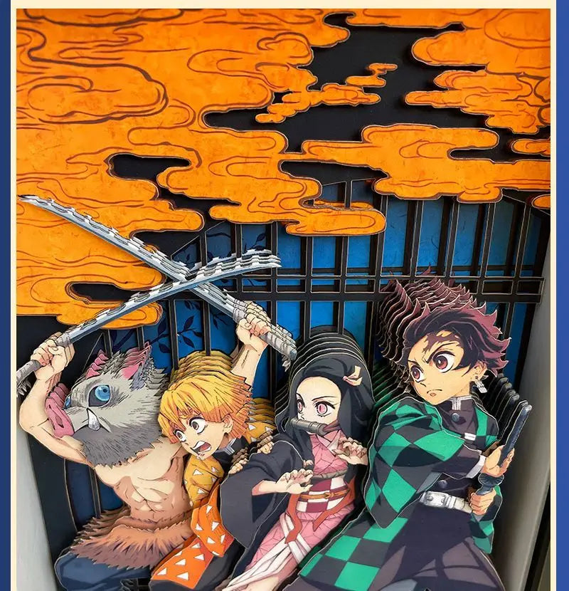 Demon Slayer Infinity Castle Nine Hashira HD 3D Paper Art Tanjiro - Handmade Character Desktop photo frame, Anime Gift for Fans