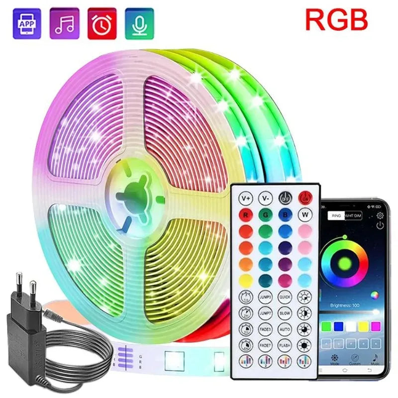 10m 20m 30m 40m DC24V Led RGB Strip Light Bluetooth App Music Sync Led Lights Flexible Ribbon Diode Tape for Gaming Room Deco