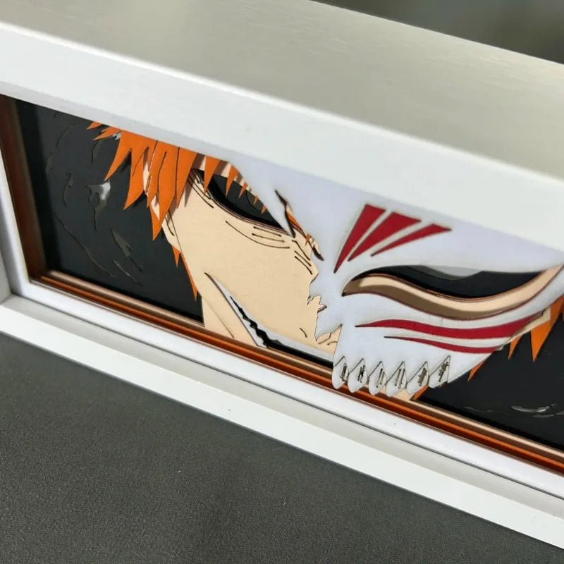 BLEACH Anime Led Paper Carving Lamp Kurosaki Ichigo Aizen Sousuke Paper Cut Shadow Box Bedroom Decoration Led Light Toy Gift