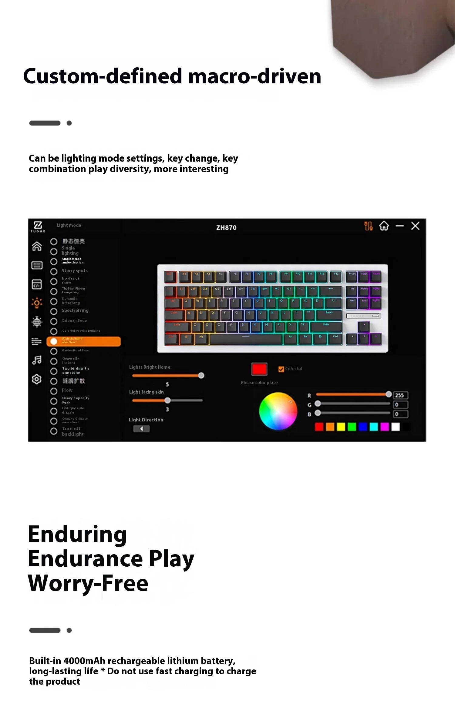 Zorher ZH870 Wireless Mechanical Keyboard Bluetooth Tri Mode RGB Hot Swap Gaming Keyboards Customized PBT Keycap PC Accessory