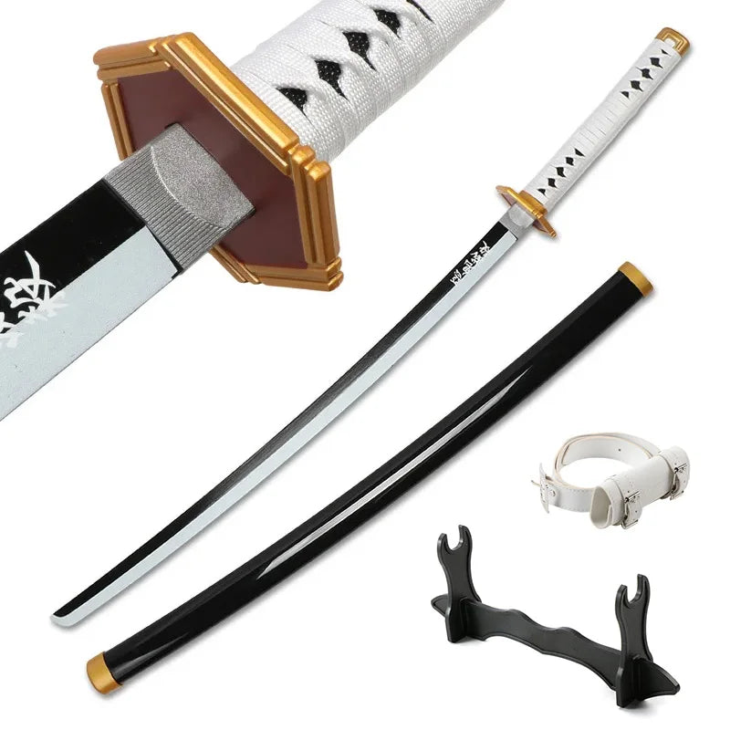 Demon Slayer Katana 104cm Giyuu Blue Role-playing Weapons Props with Sword Holder and Belt 1: 1 Replica  Japanese Samurai Sword