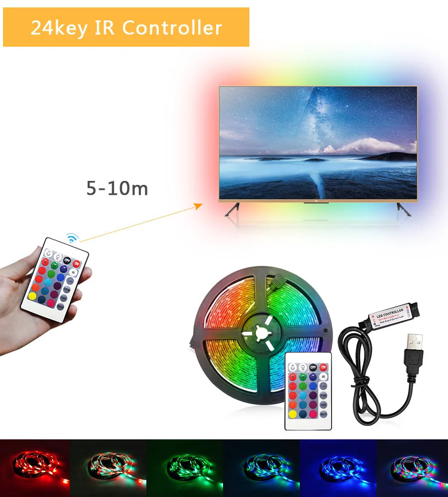 Usb Led Strip 5V 5050 Smart Led Light For Wall Room Bluetooth Wifi Alexa 15 20 Meter Rgb Tape Tv Backlight Led Ribbon Band Luces