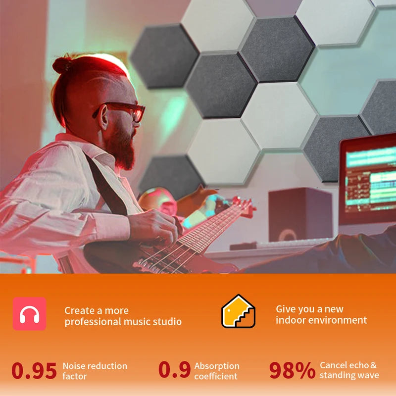 TOUO Sound Absorbing Panel 6 Pcs High-Density Material Home Accessories Noise Insulation For Walls Drum Room Acoustic Treatment