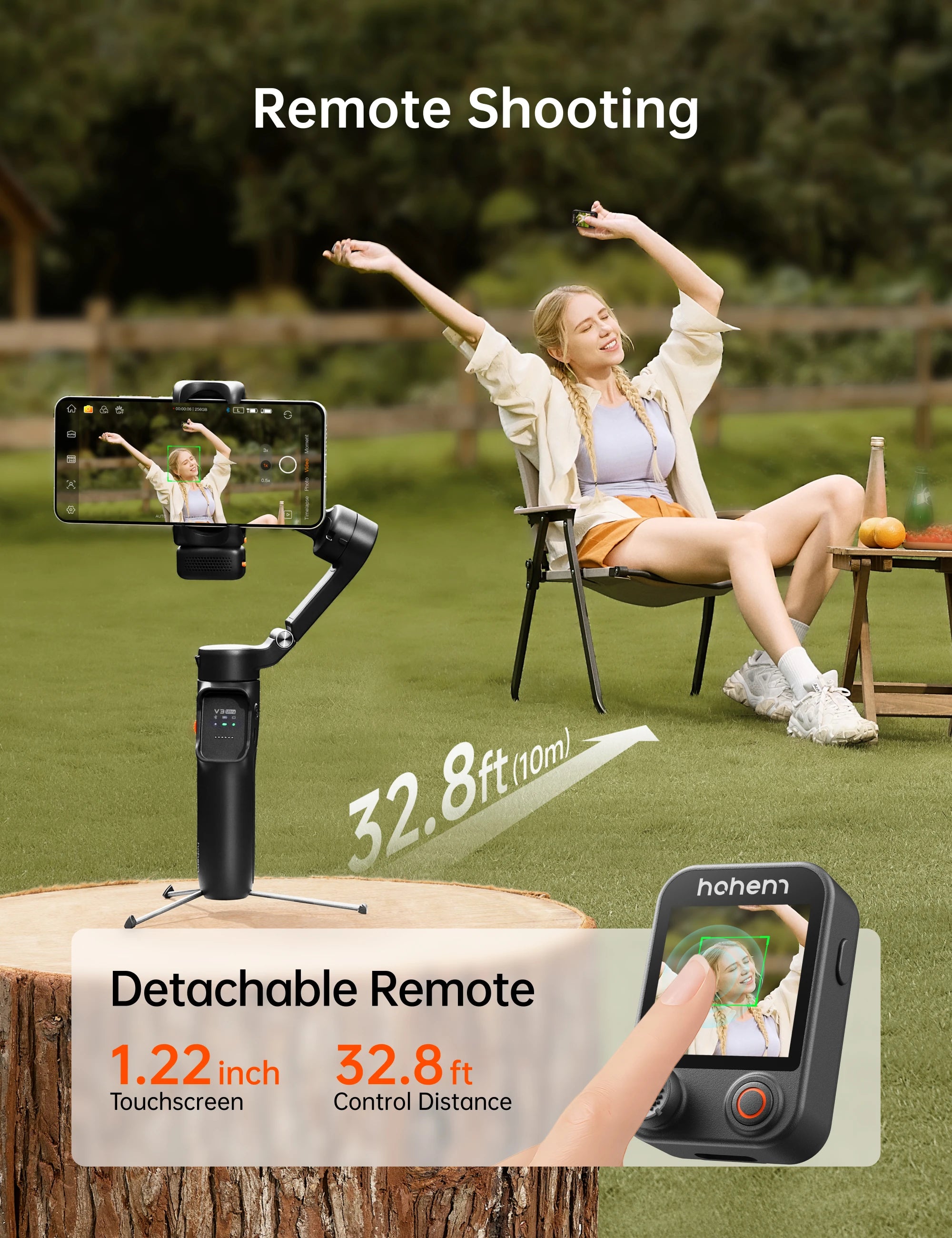 Hohem iSteady V3 Ultra Gimbal Stabilizer for iPhone with AI Auto Tracking Detachable Touchscreen Remote Phone Gimbal