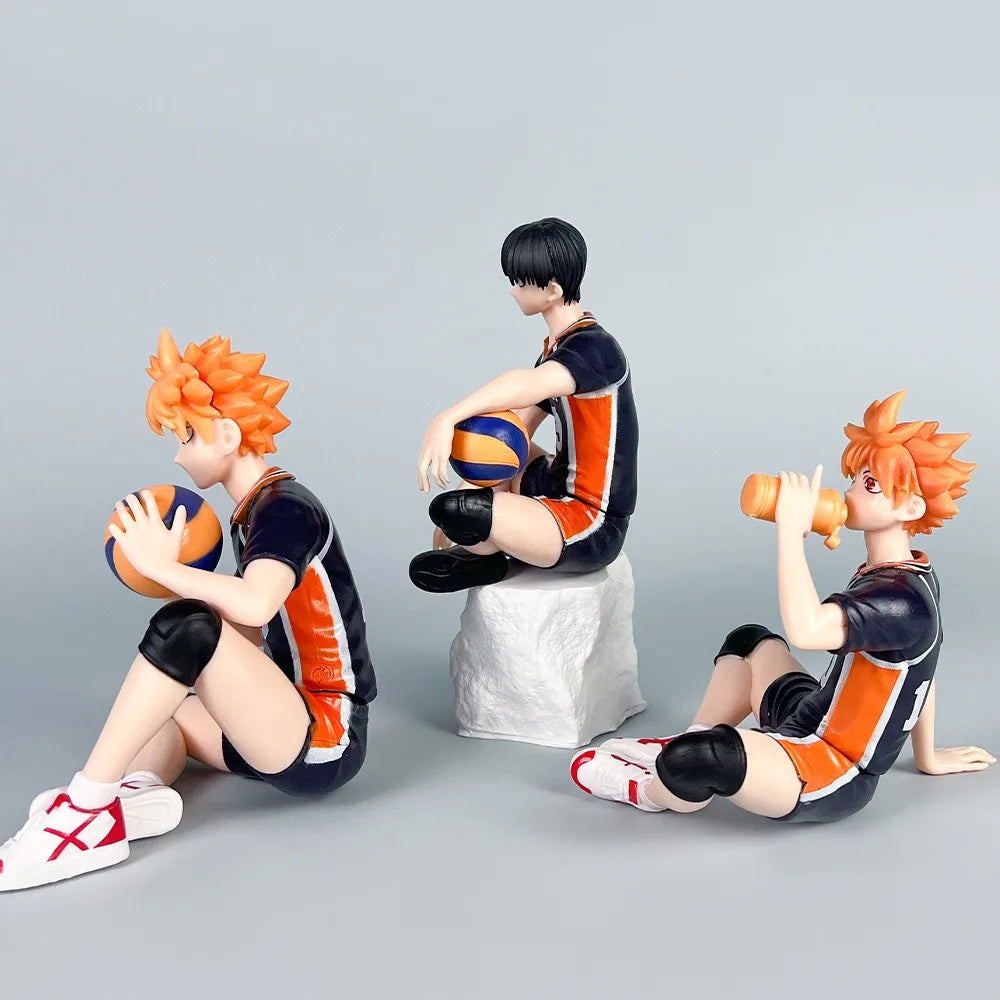 Anime Haikyuu Volleyball Character Statue Hinata Kageyama Mini Collectible Model PC Case Ornament Gift