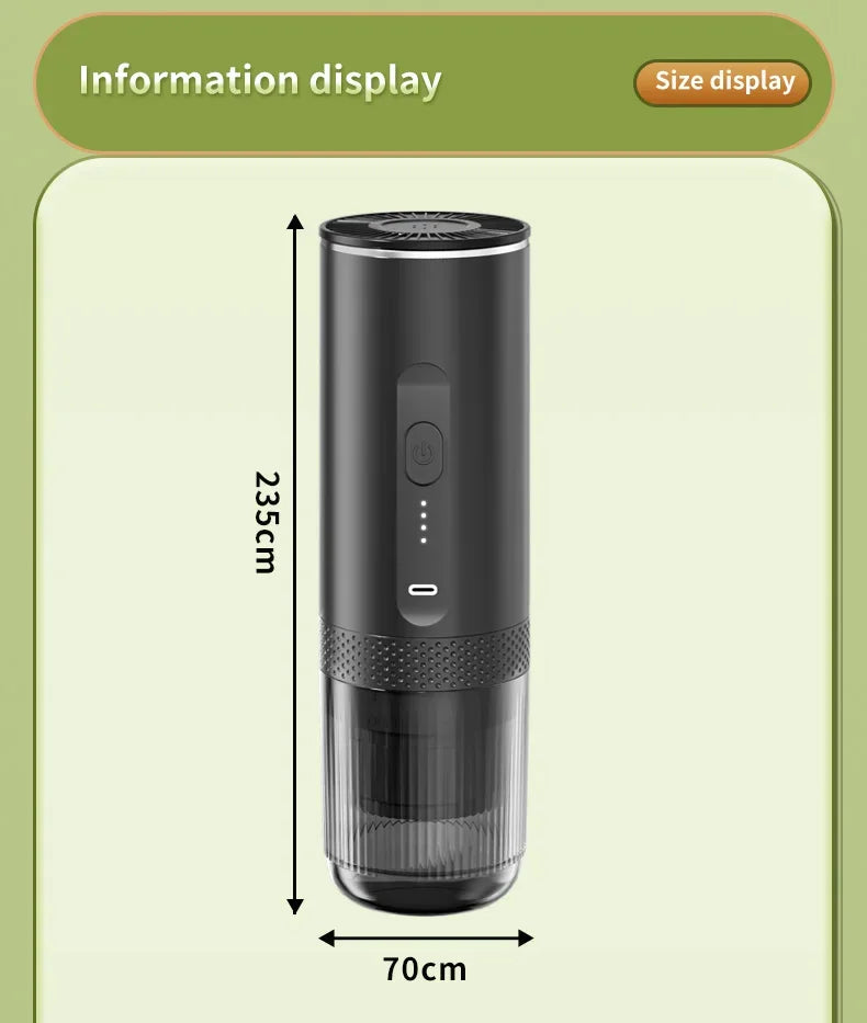 2-in-1 Wireless Electric Espresso Coffee Machine for Car & Home Camping Portable Coffee MakerCapsule Powder Travel Coffee Maker