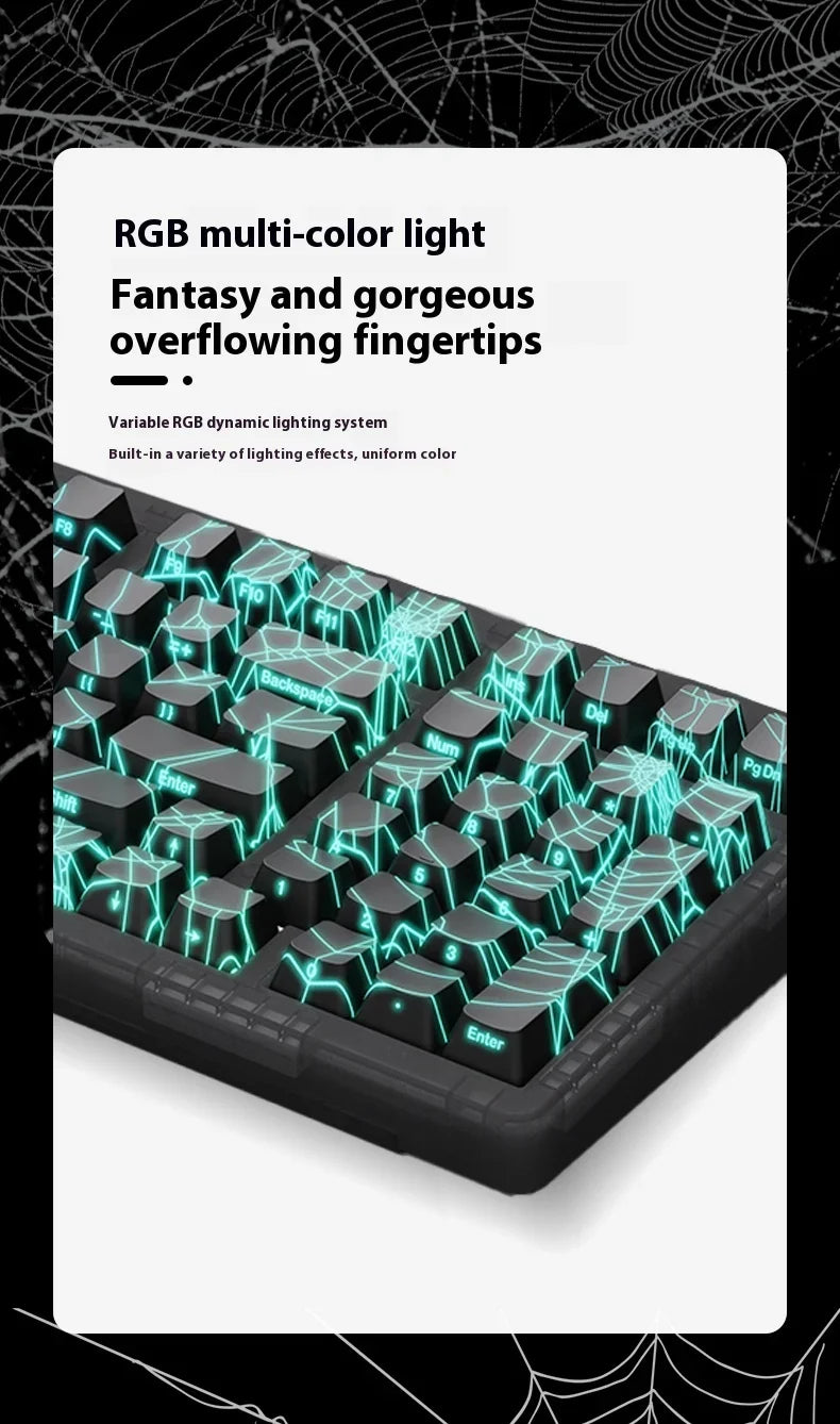 ZORNHER Zuohe ZH980 Spider Web Mechanical Keyboard 3mode RGB Wireless Gaming Keyboards Hot Swap Customise Pc Accessories Gifts