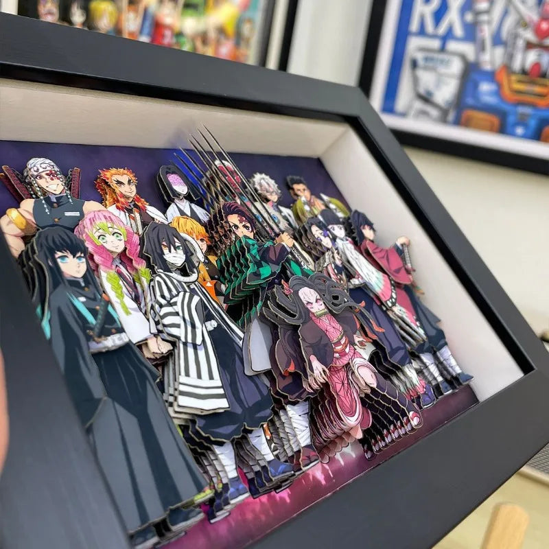 Demon Slayer Infinity Castle Nine Hashira HD 3D Paper Art Tanjiro - Handmade Character Desktop photo frame, Anime Gift for Fans
