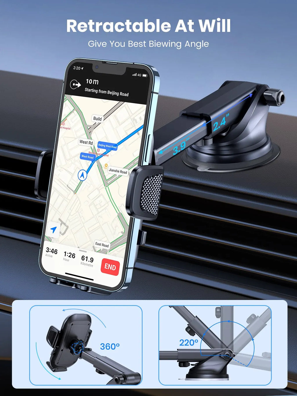 TOPK Car Phone Holder Gravity Stand for iPhone Xiaomi Samsung Car Mobile Support for Dashboard Windshield Air Vent Phone Mount