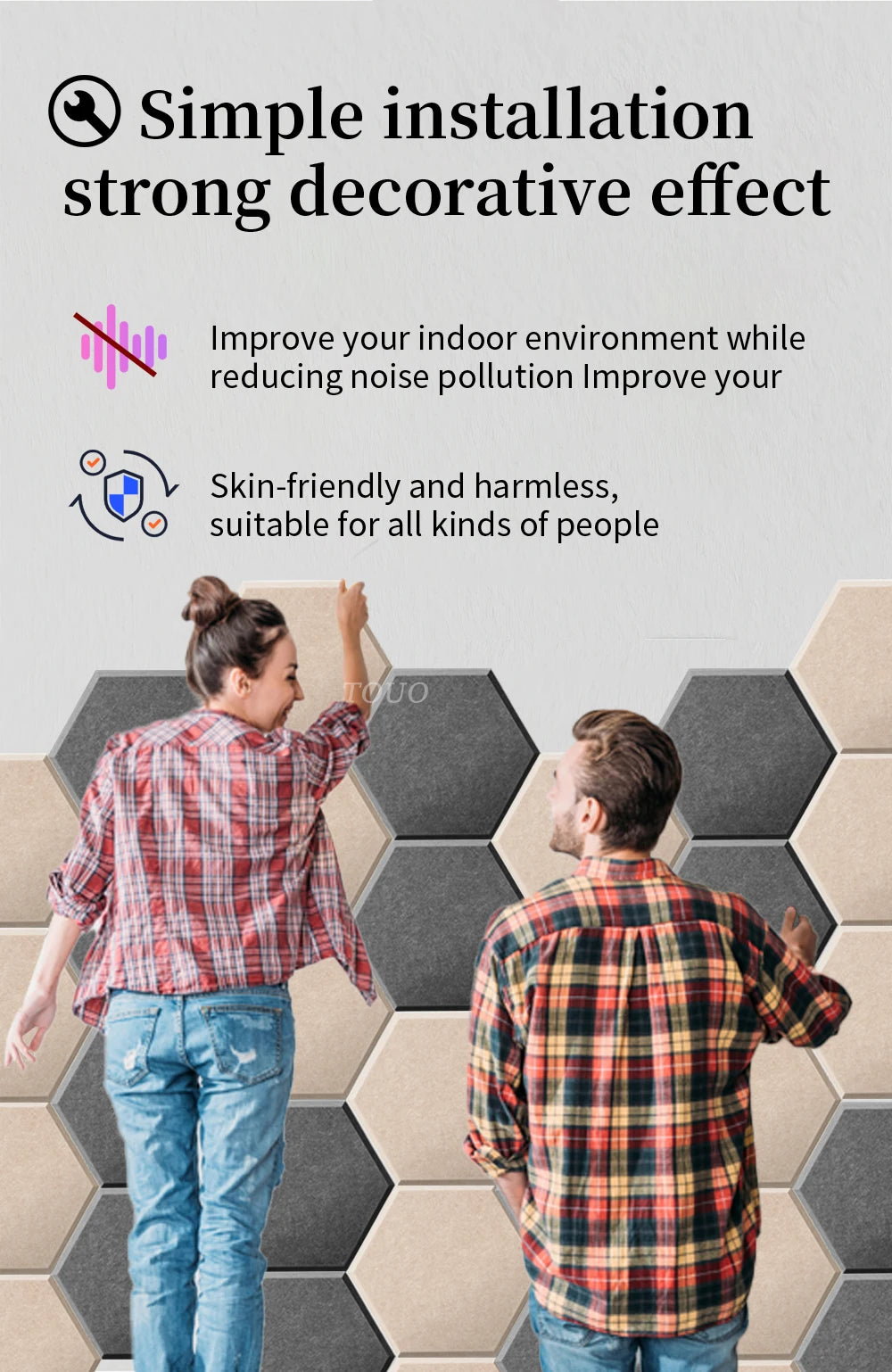 TOUO Sound Absorbing Panel 6 Pcs High-Density Material Home Accessories Noise Insulation For Walls Drum Room Acoustic Treatment