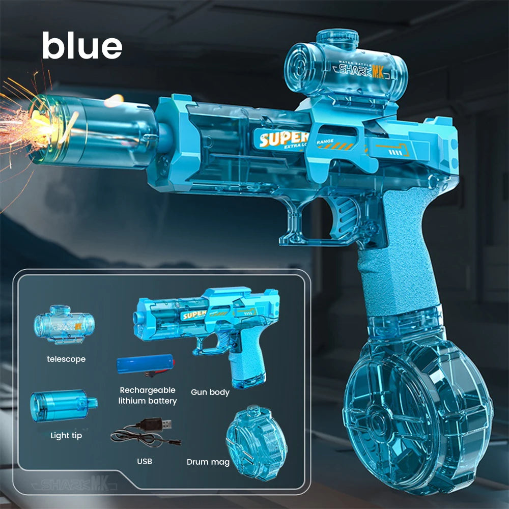 Children Simulated Flame Electric Water Gun Toys Summer Outdoor Beach Pool Fight Game Kids Automatic Sensor Lights Watergun Gift