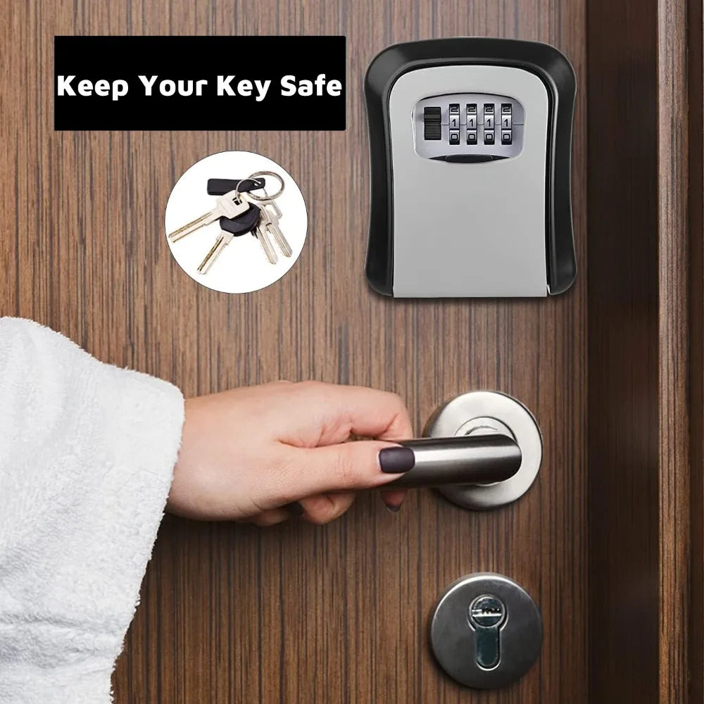 Key Lock Box 4 Digit Password  ABS Security Anti-theft Durable Wall Mounted Password Key Box for Home or Office Key Safe Storage