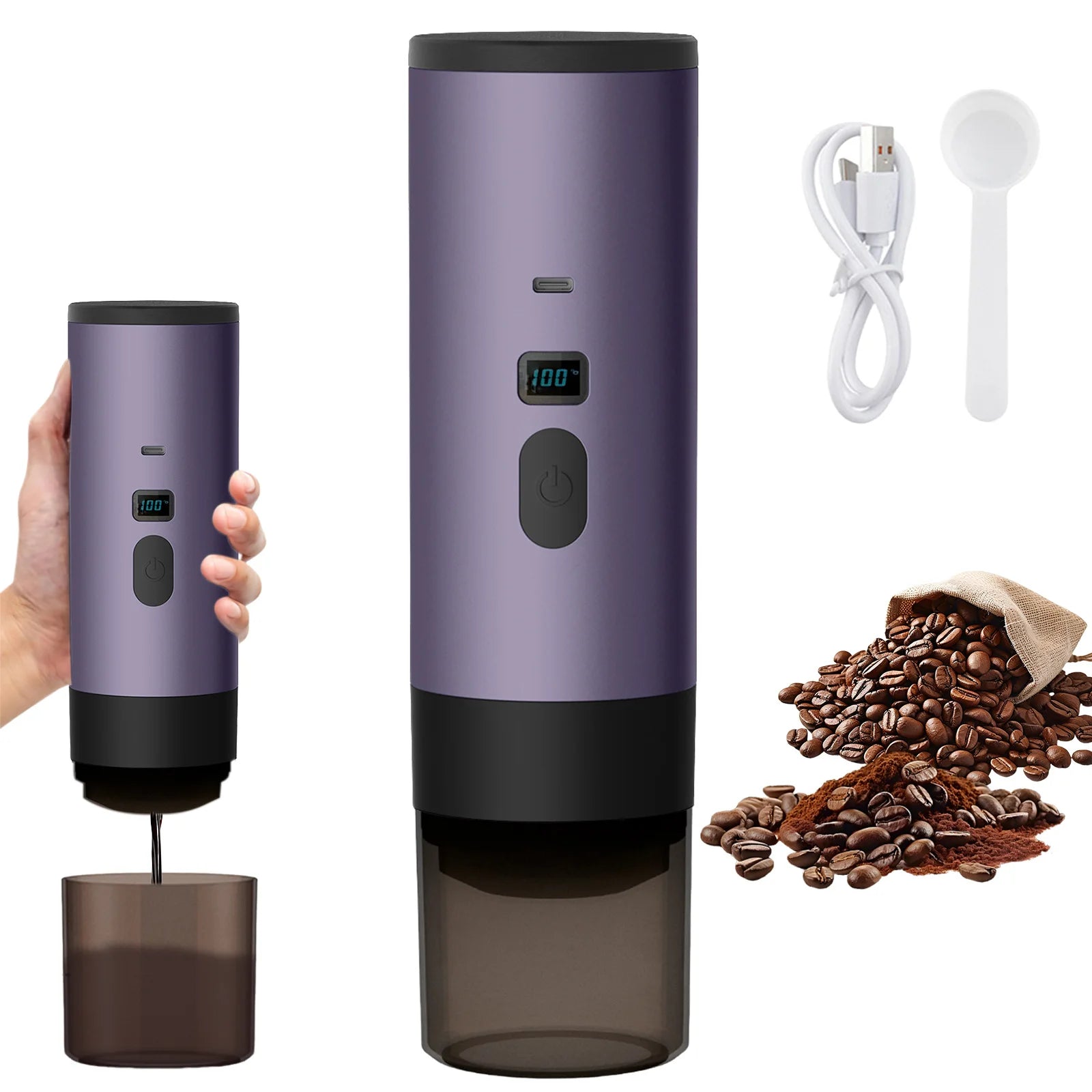 Portable 3-in-1 Coffee Maker, 20Bar USB Espresso Machine for Travel Car Home, Fast Heating Compact Design