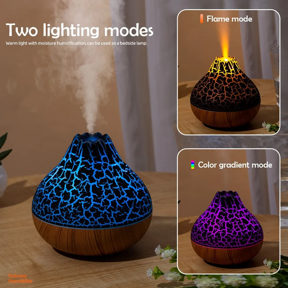 Volcano Air Humidifier Snow Mountain Essential Oils Diffuser Large Capacity Water Tank USB Aroma Diffuser Colorful Night Lights