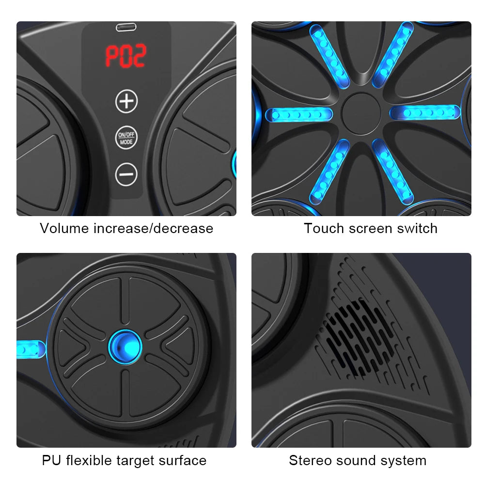 Music Boxing Machine Boxing Reaction Wall Target Type C USB Charging Boxing Training Punching Equipment with Gloves for Home Gym