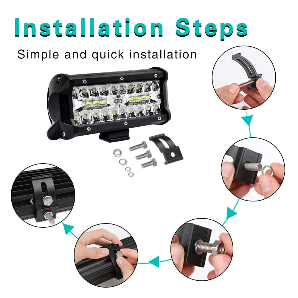 4/7/9/12/17/20 Inches Led Lightbar Vehicle 12V Work Light Bar Spotlight Boat Barra Led Driving Truck ATV SUV 4x4 Long Range