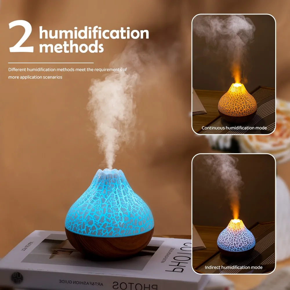 Volcano Air Humidifier Snow Mountain Essential Oils Diffuser Large Capacity Water Tank USB Aroma Diffuser Colorful Night Lights