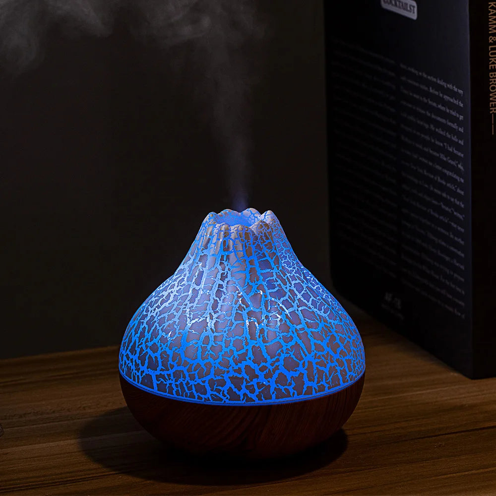 Volcano Air Humidifier Snow Mountain Essential Oils Diffuser Large Capacity Water Tank USB Aroma Diffuser Colorful Night Lights