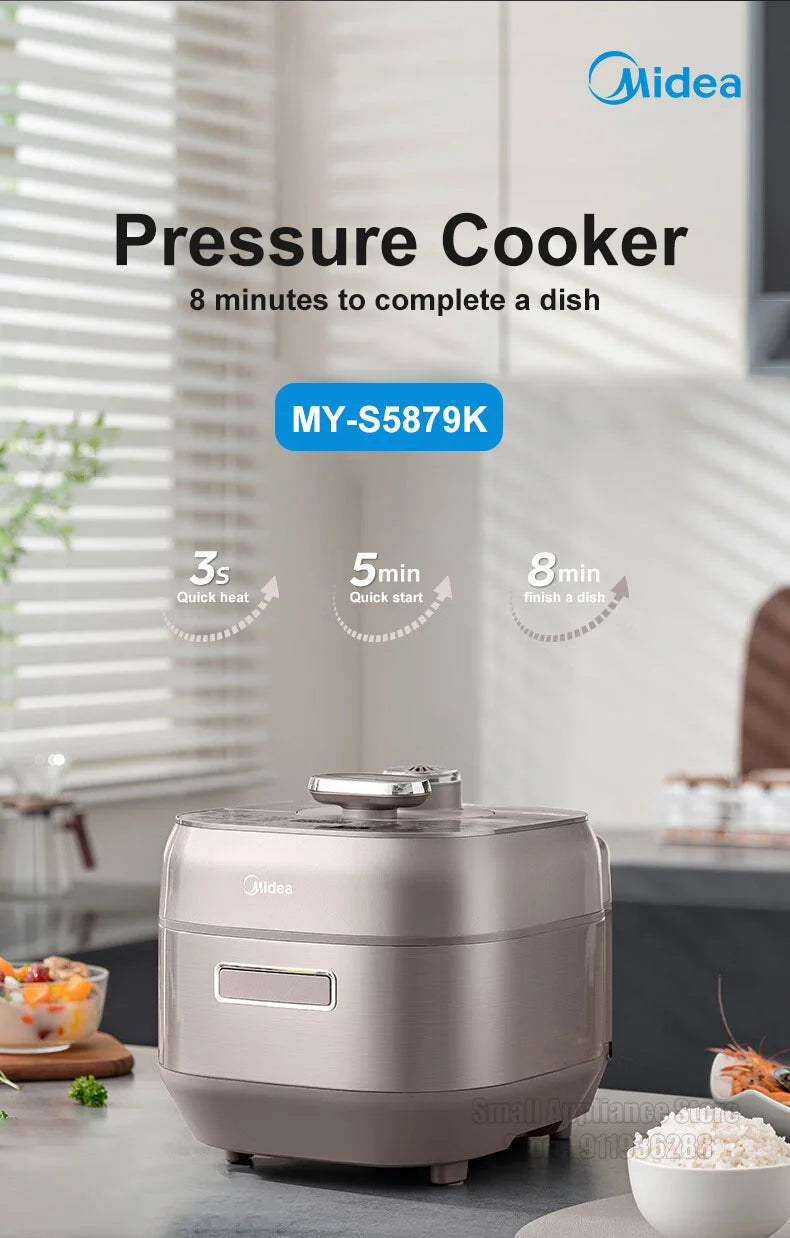 Midea Electric Pressure Cooker 5L Fast Cooking IH Rice Cooker Double Liner Multifunctional 220V Household Kitchen Appliances