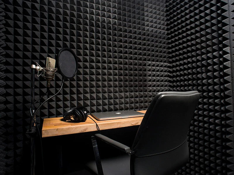 TOUO Acoustic Foam 6-48 Pcs Pyramid Soundproofing Sponge Pad High Density Sound Absorbing Foams Drum Room Acoustic Treatment