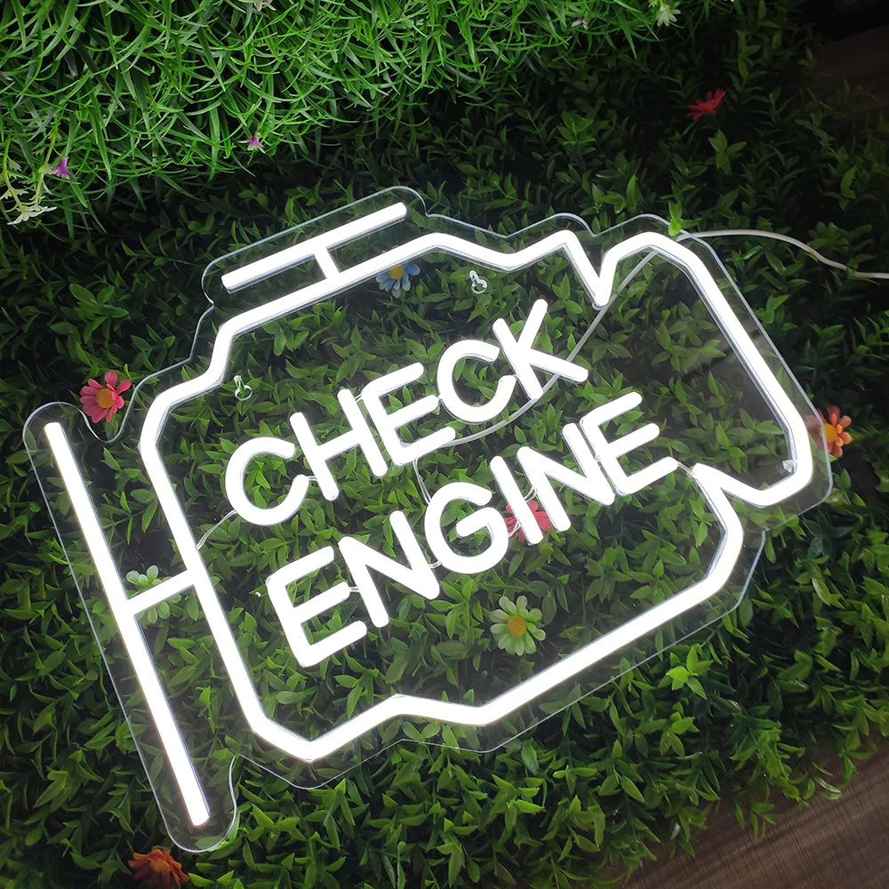 Check Engine Neon Sign Led Light Auto Room Garage Repair Shop Wall Decor Bar Party Club Luminous Atmosphere Lamp USB Power