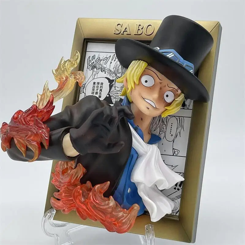 One Pieces King Sabo Ace Luffys Three Brothers Large Photo Frame Ornament Statue Handmade Model Ornament Toys Birthday Kids Gift