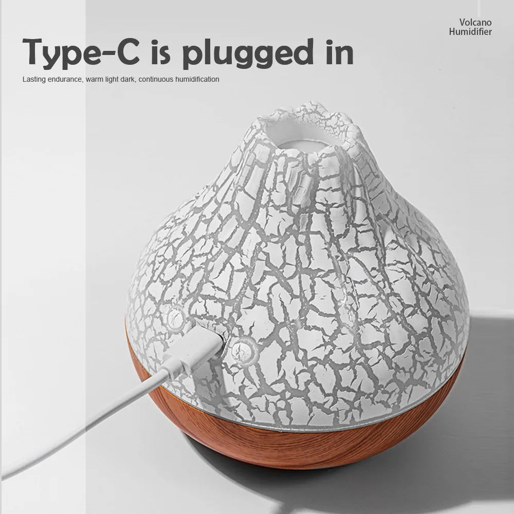 Volcano Air Humidifier Snow Mountain Essential Oils Diffuser Large Capacity Water Tank USB Aroma Diffuser Colorful Night Lights