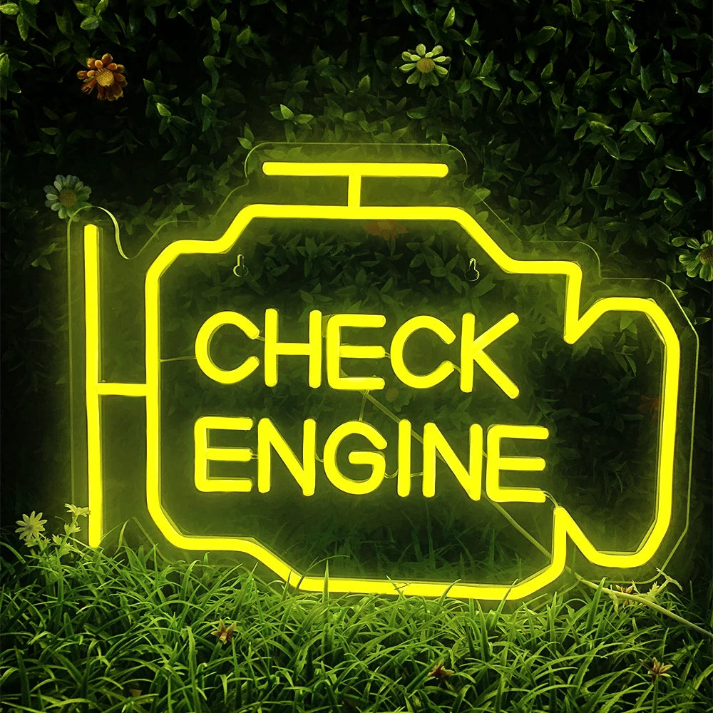 Check Engine Neon Sign Led Light Auto Room Garage Repair Shop Wall Decor Bar Party Club Luminous Atmosphere Lamp USB Power