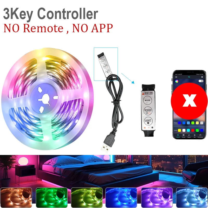 Led Strip Lights Tuya Wifi Music Sync Remote Control USB 5V RGB Flexible Tape for Room Decor TV Backlight With Alexa Google