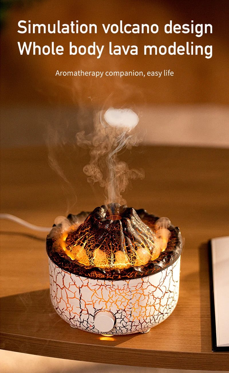 Air Humidifier Aromatherapy Essential Oil Diffuser Cool Mist Diffuser, Flame & Volcano 2 Mist Mode, for Bedroom,Office,Yoga,Gift