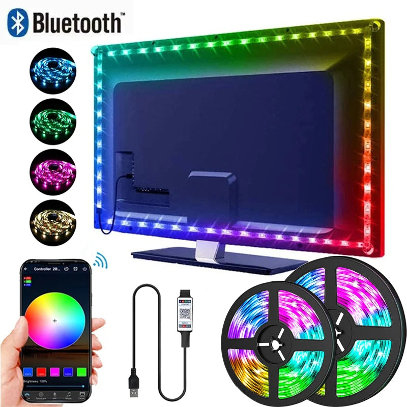 RGB 5050 LED Strip Lights Remote App Control TV Backlight Flexible Ribbon Tape USB 5V Led Light for PC Gaming Room Decoration