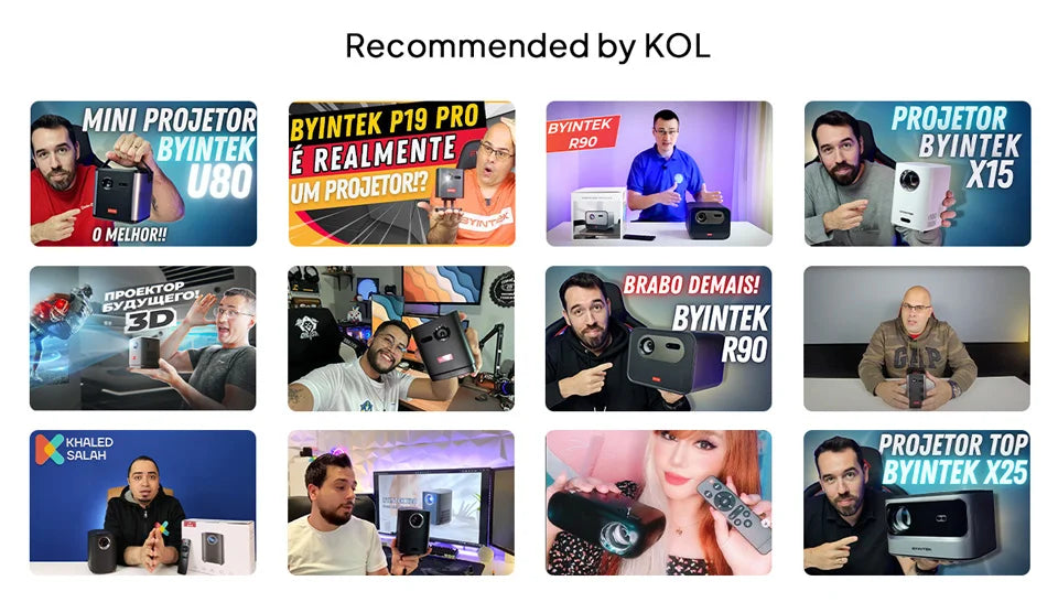 BYINTEK P70 Projector 4K 1080P DLP Mini Portable Projector Home Theater Smart Wi-Fi & Bluetooth for Movies & Gaming With Battery