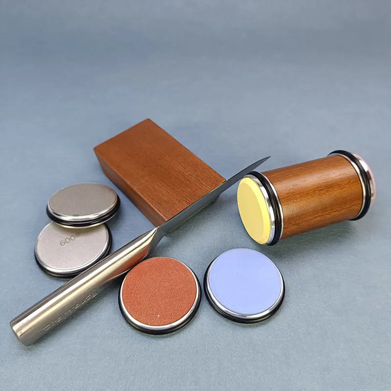 Diamond Sharpening StoneMagnetic Rolling Knife Sharpener  Wood Kitchen Grinding System 15 20 Degrees Angle Roller Accessory