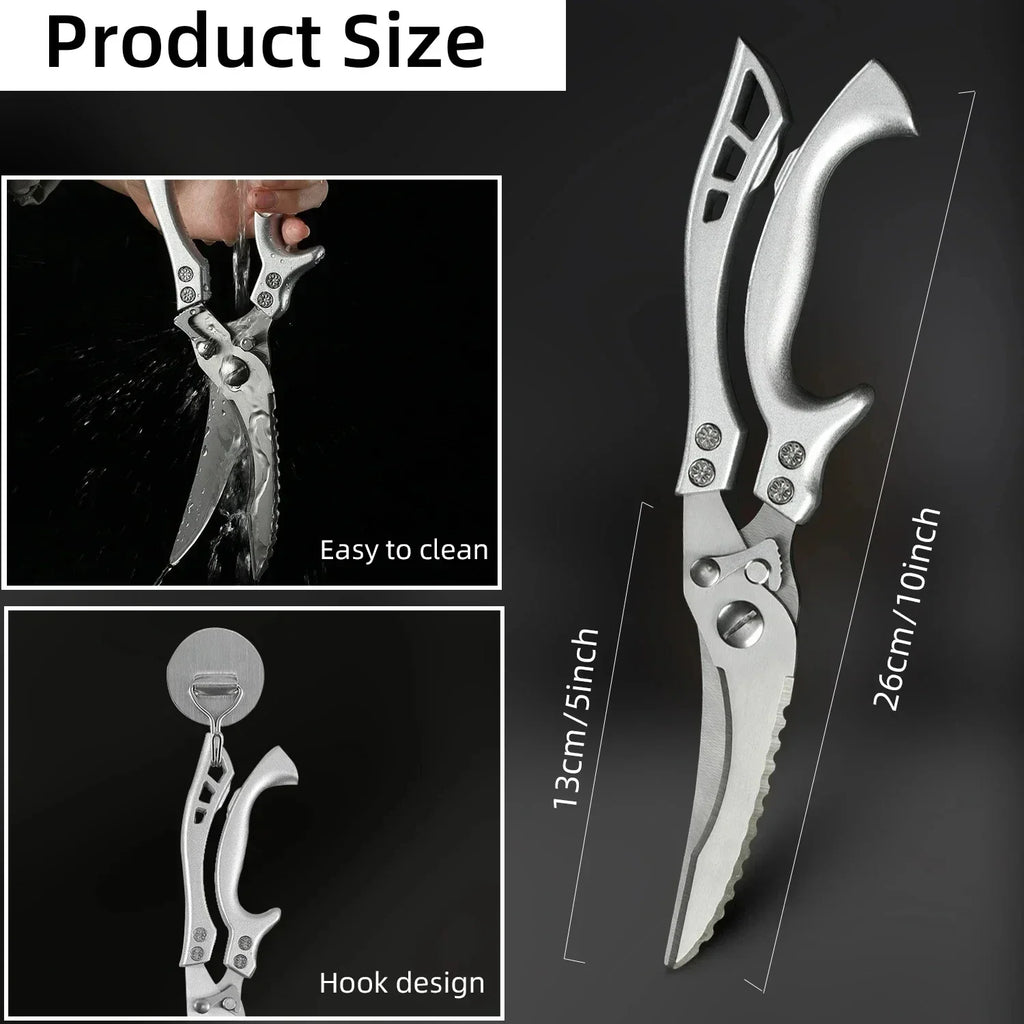Professional Chicken Bone Kitchen Scissors Kitchen Shears Duck Fish Cutter Stainless Steel Scissors Clean Cook Scissors Knife