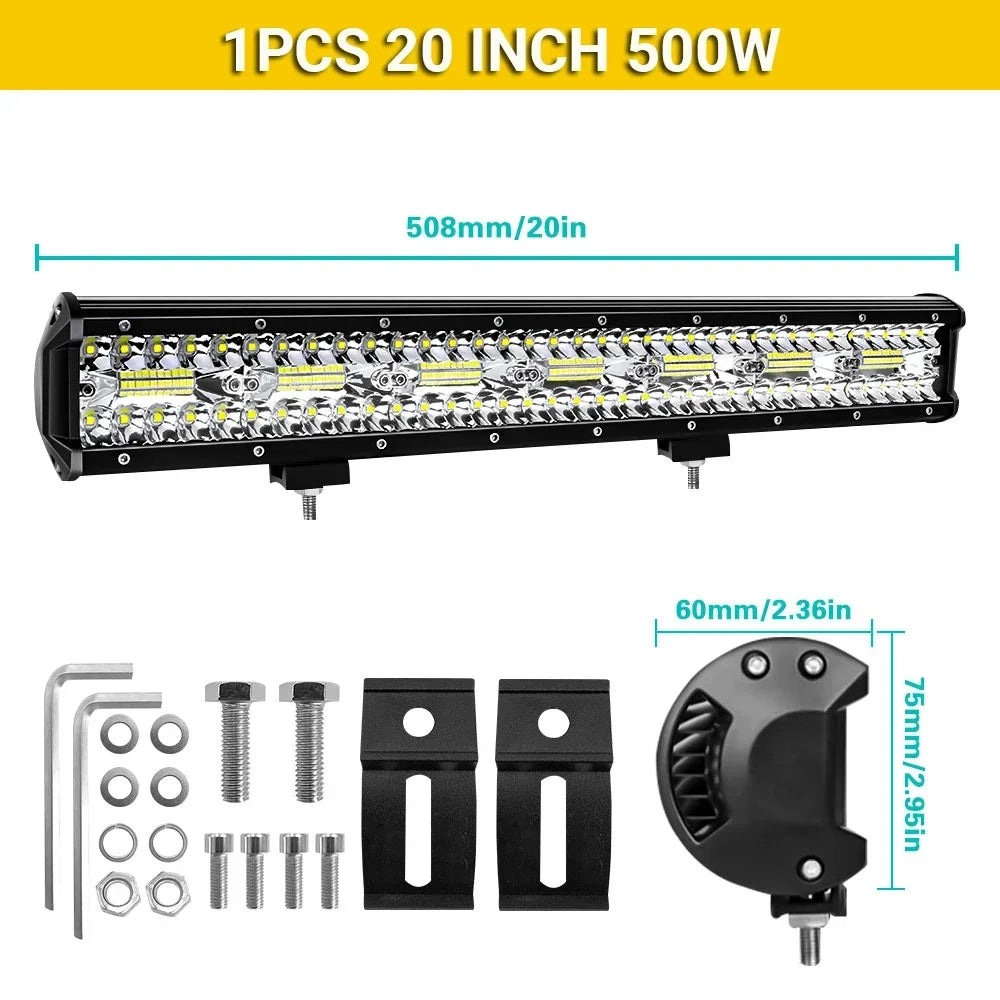 4/7/9/12/17/20 Inches Led Lightbar Vehicle 12V Work Light Bar Spotlight Boat Barra Led Driving Truck ATV SUV 4x4 Long Range