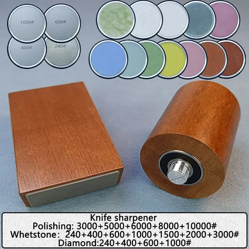 Diamond Sharpening StoneMagnetic Rolling Knife Sharpener  Wood Kitchen Grinding System 15 20 Degrees Angle Roller Accessory