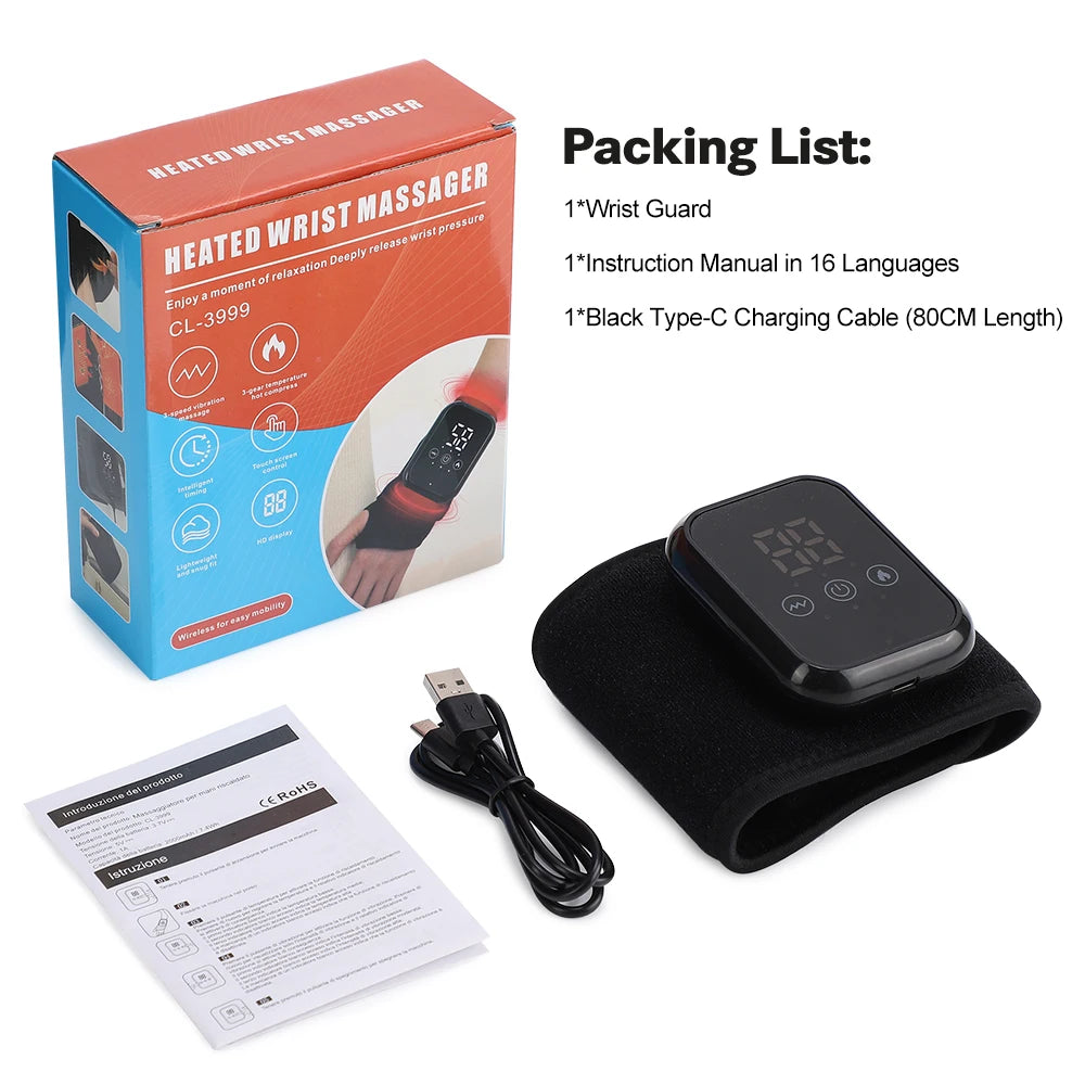 Electric Heating Hand Wrist Massager Wireless Thermal Wrist Brace Wrist Protector 5 Infrared Hot Compress 3 Vibration Wristband