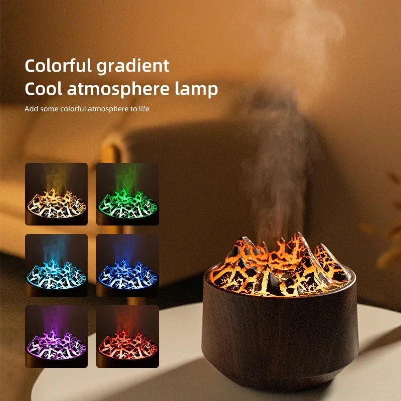 Volcano Bedroom Humidifier with Remote Control Fog Output Spray Desk Atmosphere Lamp Essential Oil Diffuser for Bedroom Home