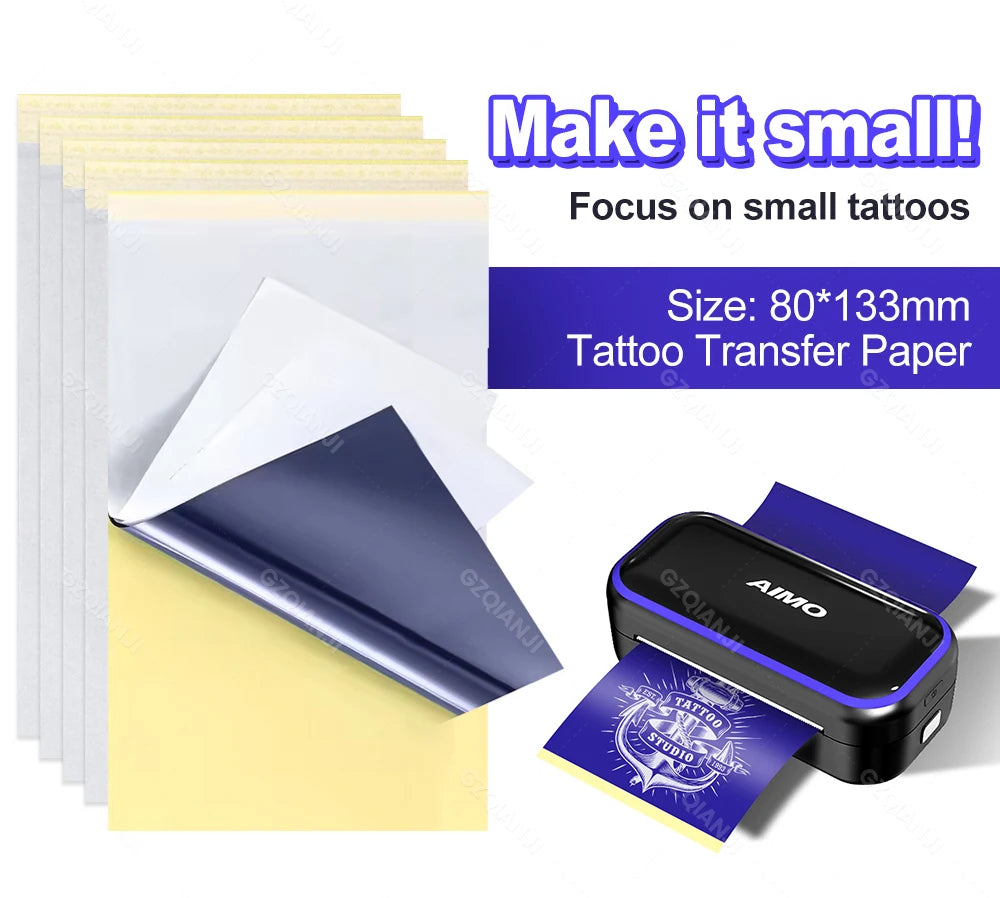 Mini Tattoo Stencil Printer AIMO MR3 80mm Wireless Thermal Tattoo Maker & 3inch Transfer Paper Fucos on Small Tattoo Pattern