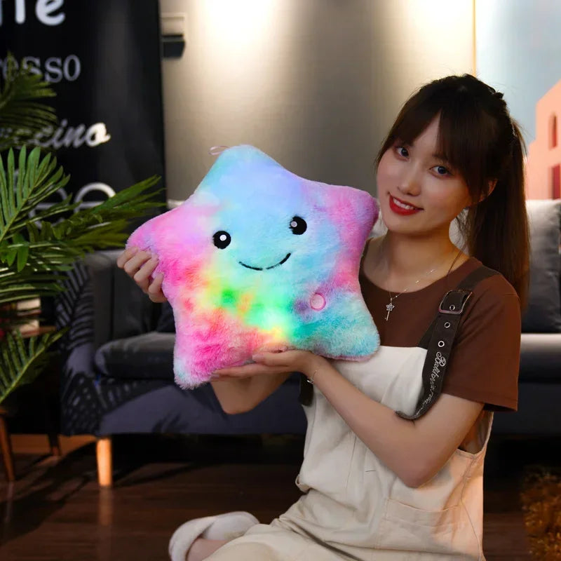 Cute Led Light Plush Toy Star Pillow Luminous Star Throw Pillow With Colorful Light Kids Toy Home Decor Birthday Christmas Gift