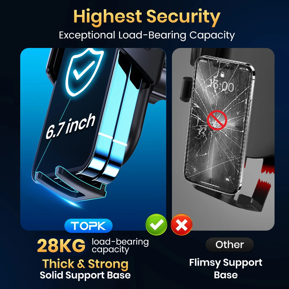 Car Phone Holder Mount,TOPK Upgrade Auto Locking Universal Phone Stand Holder with Hook Clip for Car Air Vent for iPhone Samsun