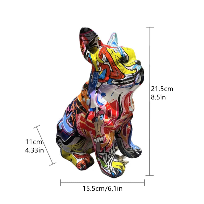 Graffiti Dachshund Figurine Colorful Dog Statue Home Table Decoration Resin Bulldog Sculpture Animal Dogs Ornament for Room Desk