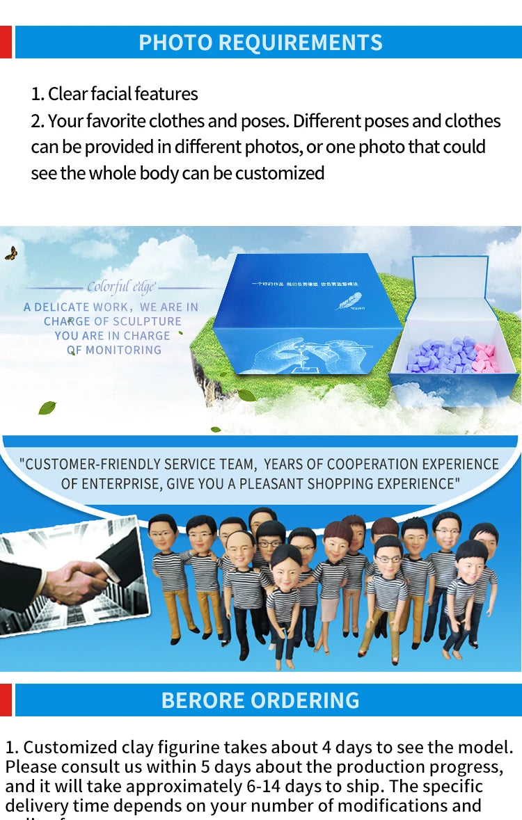 Custom Bobblehead Figurines,Full Body Customization Ai Figure,Personalized 3D Clay Doll Based on Picture,Christmas Gift For wife