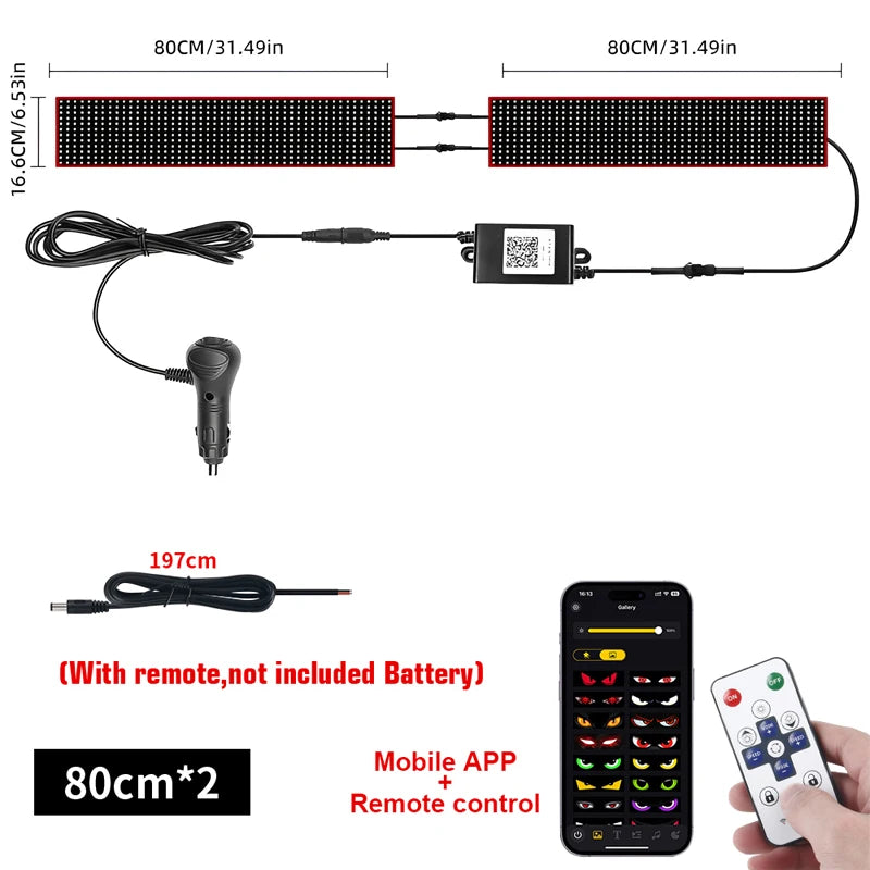 Truck Car Devil Eye LED Matrix Pixel Panel Light APP Remote Control Soft Foldable Lighting Scrolling For Board Windshield 12/24V