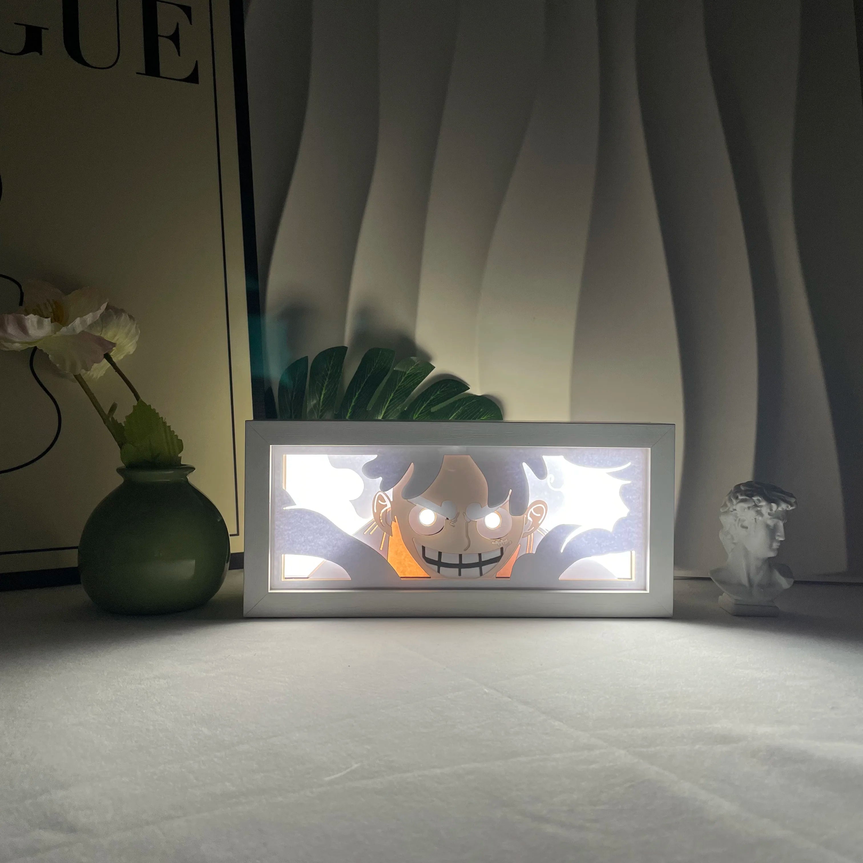 Anime Light Box Led Strip Lights Anime Eyes Shadow Box Picture Frame 3D Paper Carving Usb Table Lamp Mood Light Room Decor Gift