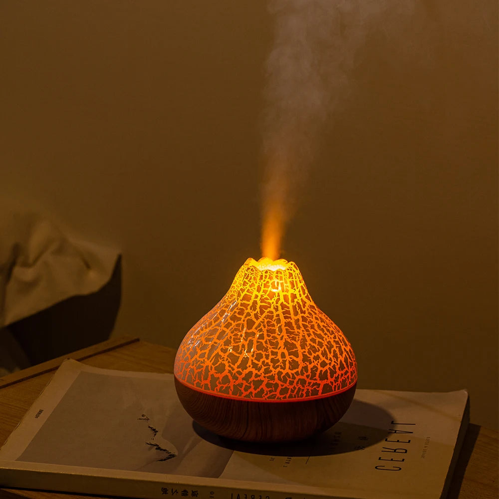 Volcano Air Humidifier Snow Mountain Essential Oils Diffuser Large Capacity Water Tank USB Aroma Diffuser Colorful Night Lights