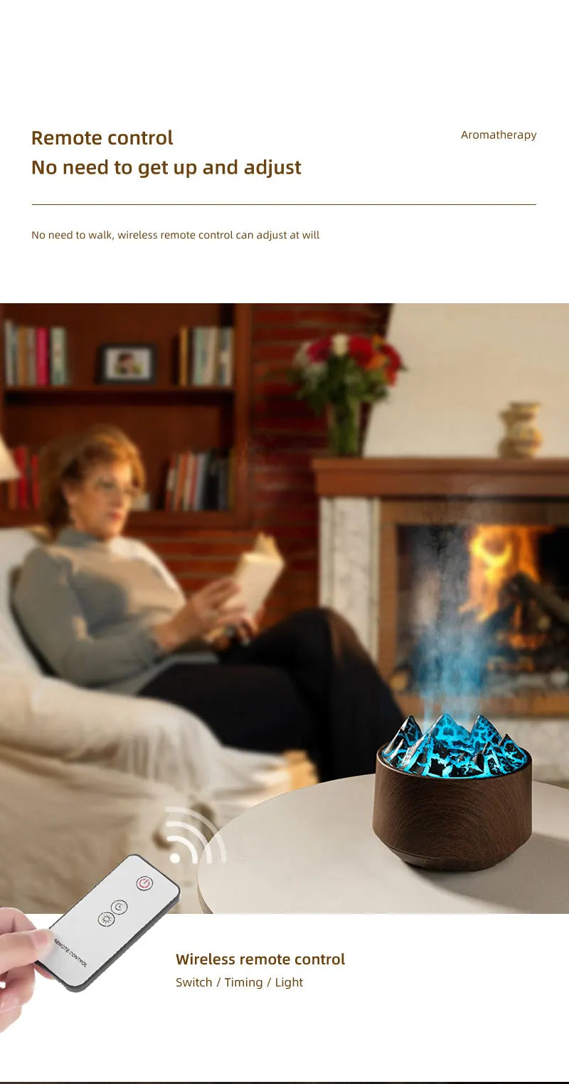 Volcano Bedroom Humidifier with Remote Control Fog Output Spray Desk Atmosphere Lamp Essential Oil Diffuser for Bedroom Home
