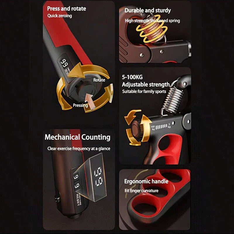 Grip Strength Gym Wrist Expander Hand Strengthener Adjustable Muscle Recovery Fitness Hand Strength Exercise 5-60/100/150kg