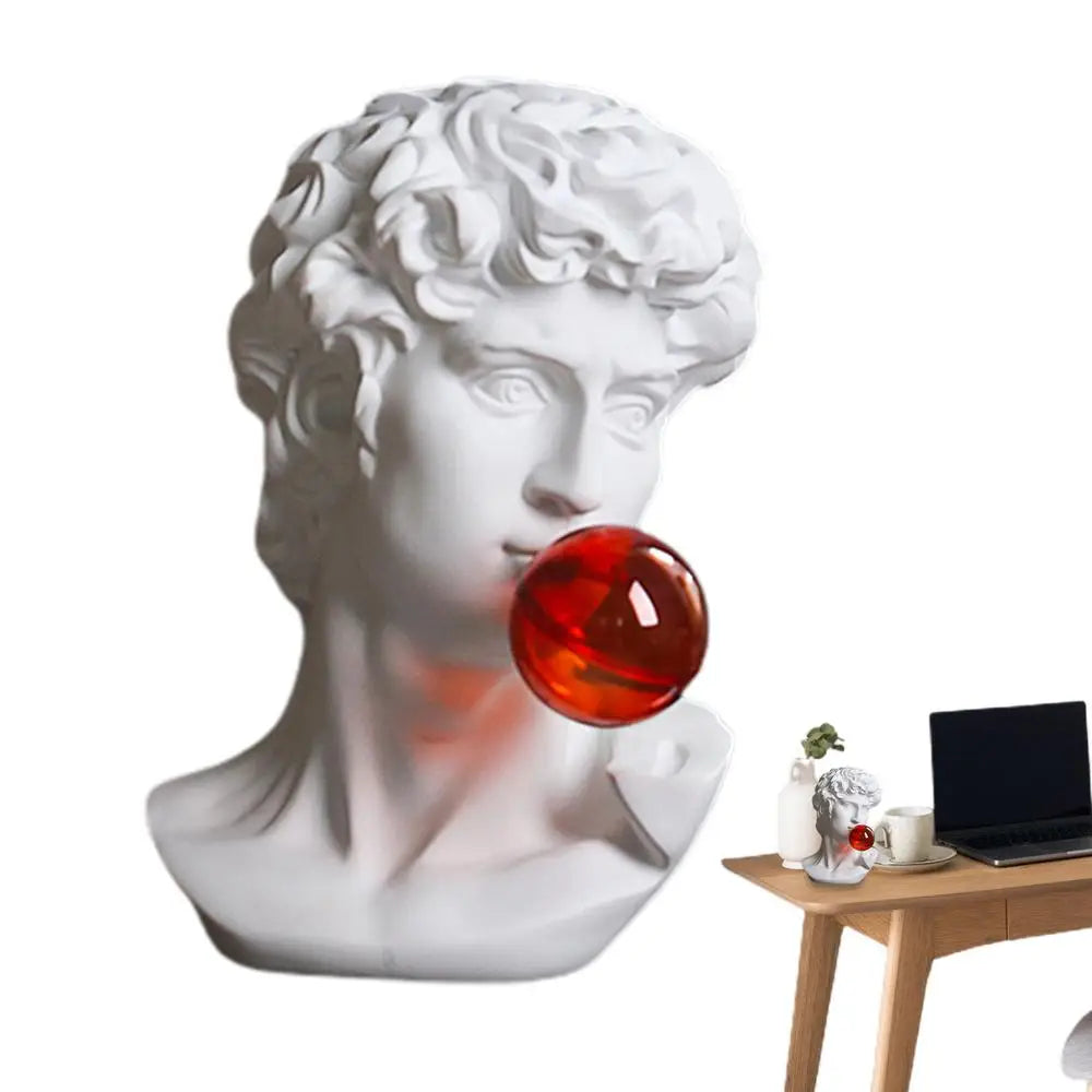 Unique Resin David Statue Creative Bubble Blowing David Sculpture Resin Gypsum Figurine Home Bookshelf Desktop Art Decoration